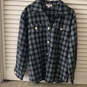 New ANDREE BY UNIT Black and White Checkered with Pearl Buttons Women’s Jacket